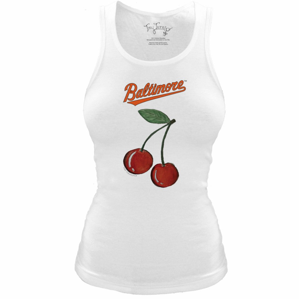 MLB Baltimore Orioles Tiny Turnip Women's Fitted Cherries Tri-Blend Tank Top