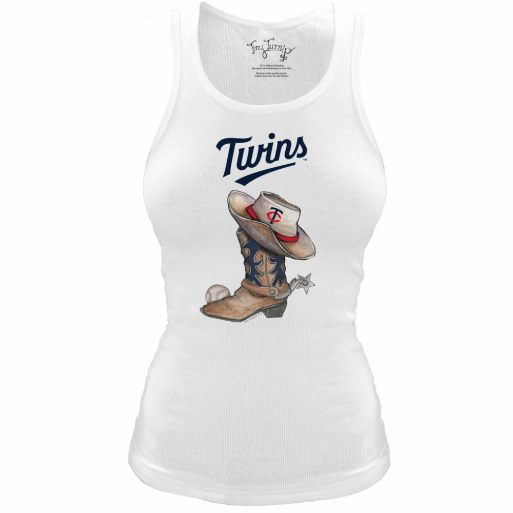 MLB Minnesota Twins Tiny Turnip Women's Fitted Vintage Cowboy Boot Tri-Blend Tank Top