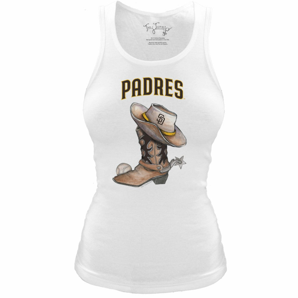 MLB San Diego Padres Tiny Turnip Women's Fitted Vintage Cowboy Boot Tri-Blend Tank Top