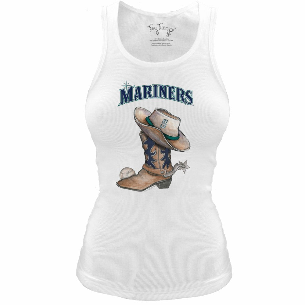 MLB Seattle Mariners Tiny Turnip Women's Fitted Vintage Cowboy Boot Tri-Blend Tank Top