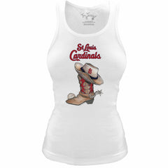 MLB St. Louis Cardinals Tiny Turnip Women's Fitted Vintage Cowboy Boot Tri-Blend Tank Top