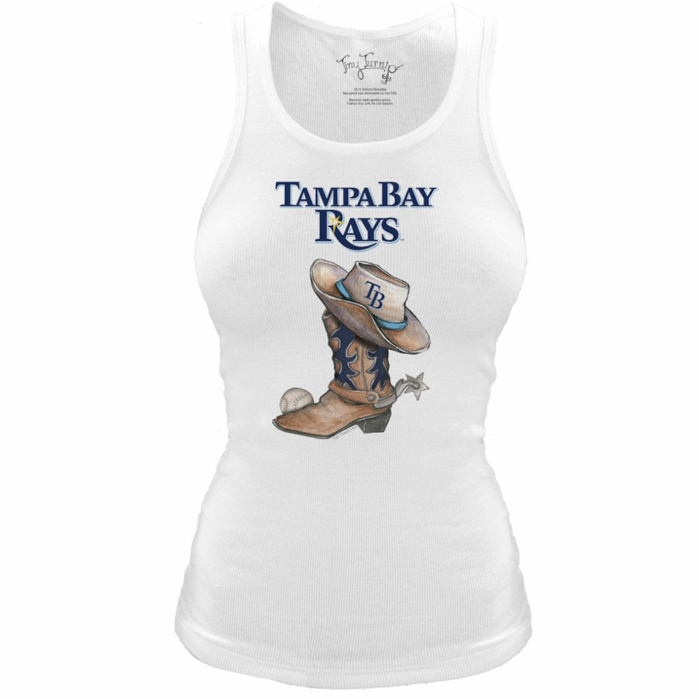 MLB Tampa Bay Rays Tiny Turnip Women's Fitted Vintage Cowboy Boot Tri-Blend Tank Top