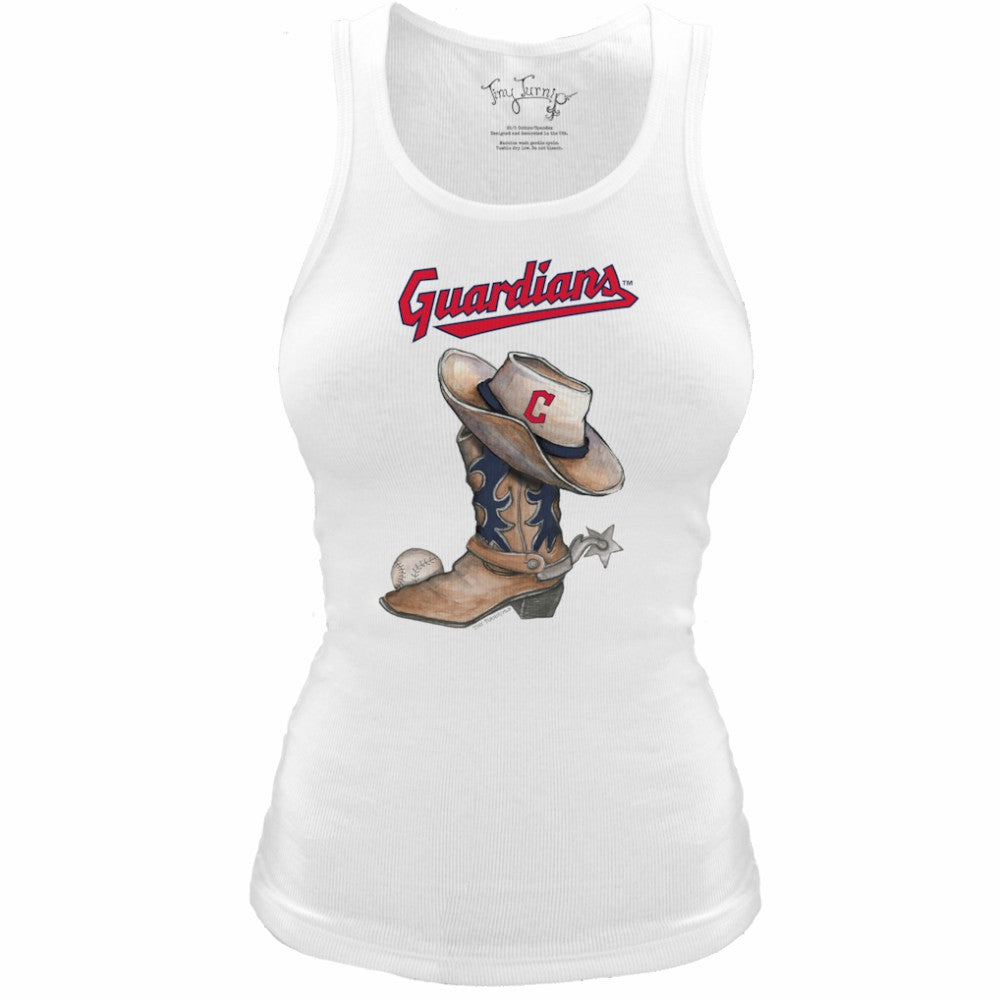 MLB Cleveland Guardians Tiny Turnip Women's Fitted Vintage Cowboy Boot Tri-Blend Tank Top