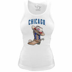 MLB Chicago Cubs Tiny Turnip Women's Fitted Vintage Cowboy Boot Tri-Blend Tank Top