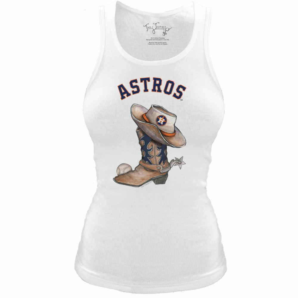 MLB Houston Astros Tiny Turnip Women's Fitted Vintage Cowboy Boot Tri-Blend Tank Top