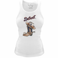 MLB Detroit Tigers Tiny Turnip Women's Fitted Vintage Cowboy Boot Tri-Blend Tank Top