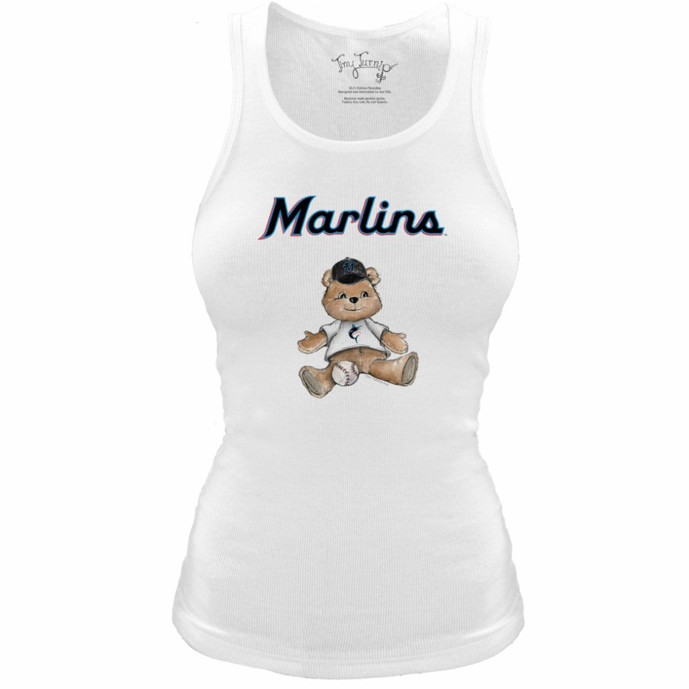 MLB Miami Marlins Tiny Turnip Women's Fitted Teddy Bear Tri-Blend Tank Top