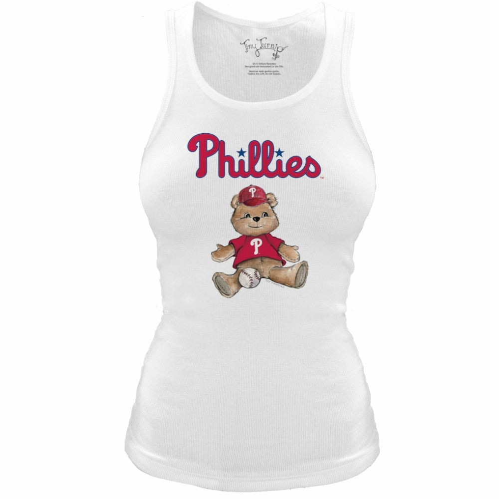 MLB Philadelphia Phillies Tiny Turnip Women's Fitted Teddy Bear Tri-Blend Tank Top