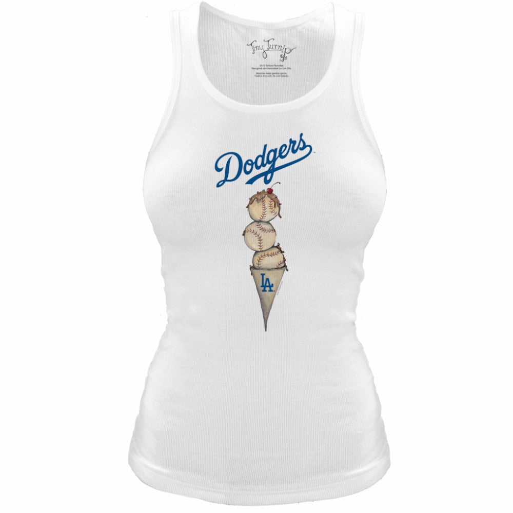 MLB Los Angeles Dodgers Tiny Turnip Women's Fitted Triple Scoop Tri-Blend Tank Top