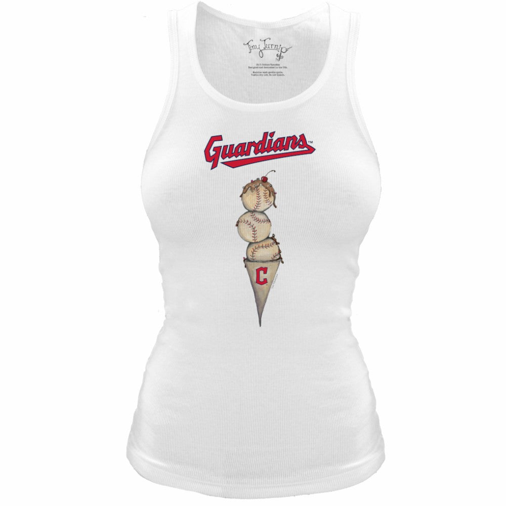 MLB Cleveland Guardians Tiny Turnip Women's Fitted Triple Scoop Tri-Blend Tank Top