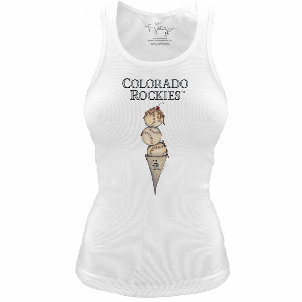 MLB Colorado Rockies Tiny Turnip Women's Fitted Triple Scoop Tri-Blend Tank Top