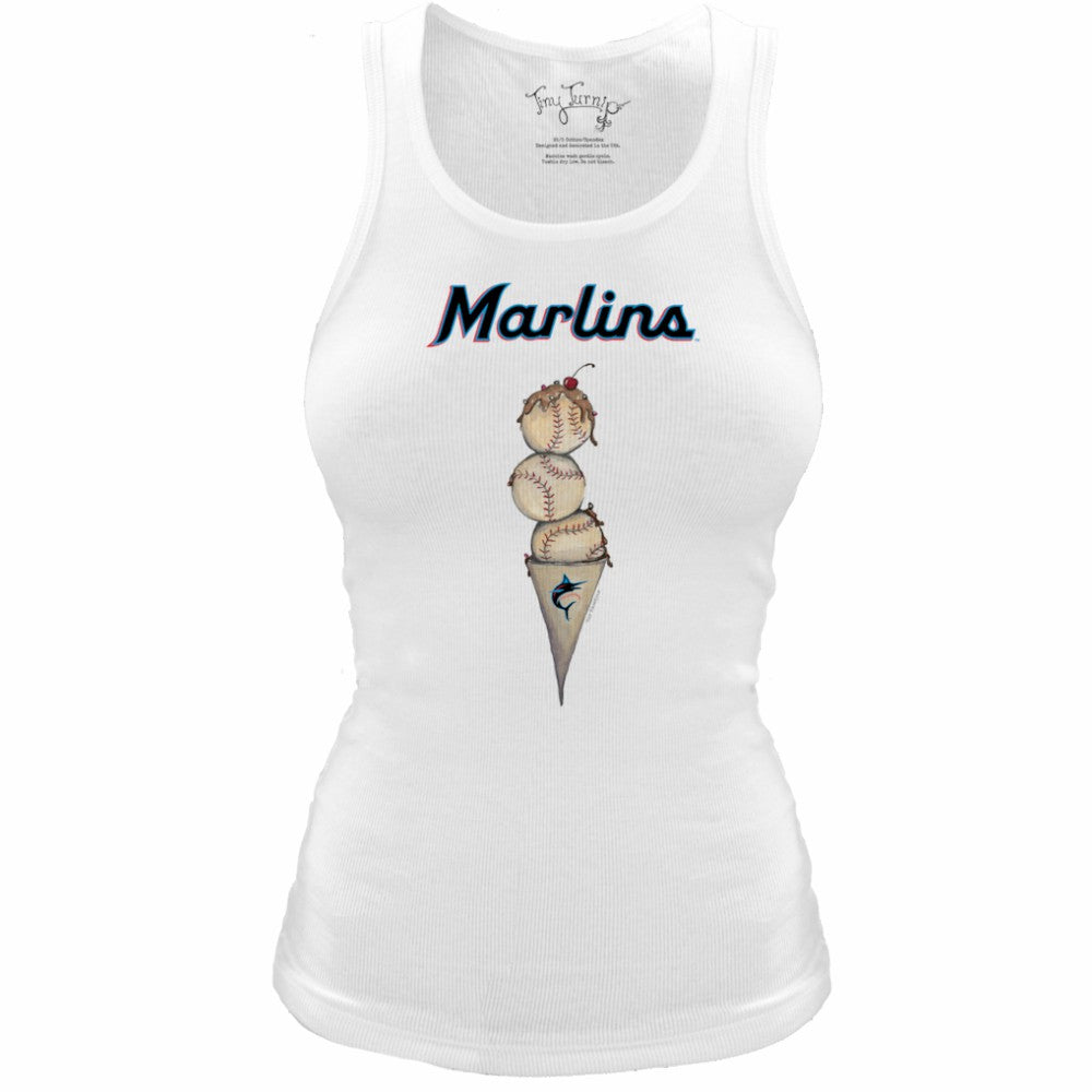 MLB Miami Marlins Tiny Turnip Women's Fitted Triple Scoop Tri-Blend Tank Top