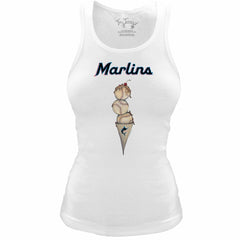 MLB Miami Marlins Tiny Turnip Women's Fitted Triple Scoop Tri-Blend Tank Top