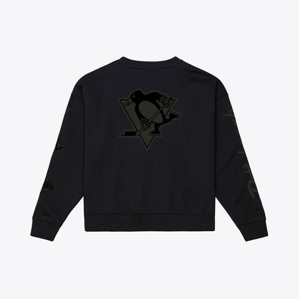 NHL Black Pittsburgh Penguins Mitchell & Ness Unisex Phantom Fleece Crew Neck Sweatshirt
