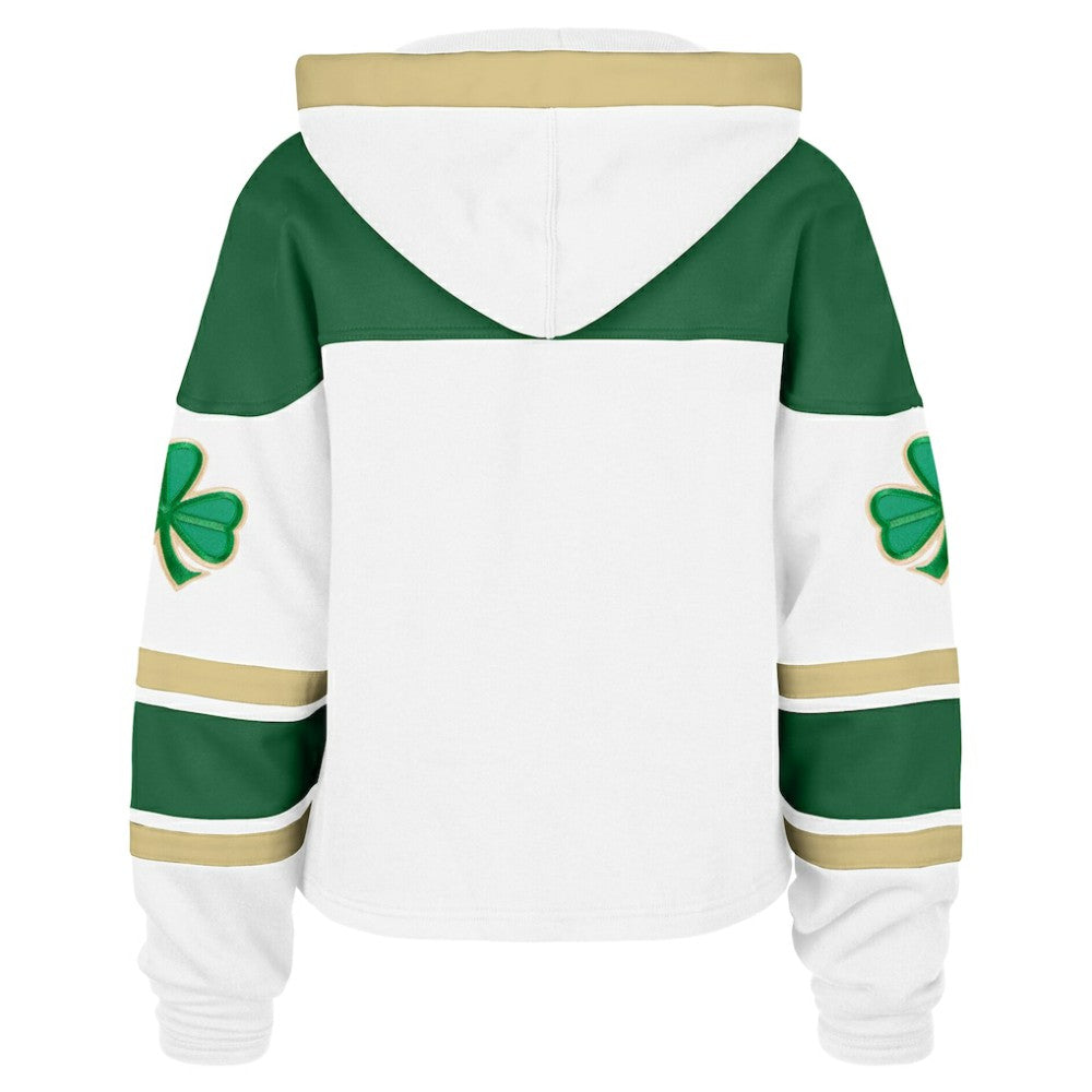NHL White New York Rangers '47 Women's McLucky Cropped Lacer Hoodie