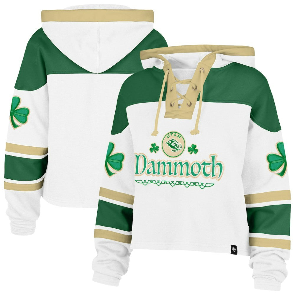 NHL White Utah Mammoth '47 Women's McLucky Cropped Lacer Hoodie