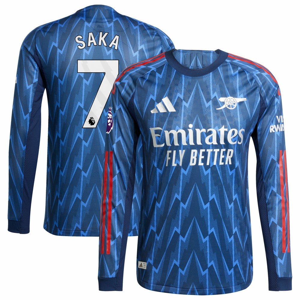 Bukayo Saka Arsenal 2025/26 Away Long Sleeve Player Jersey - Adidas Blue
