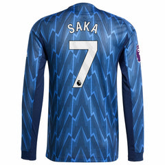 Bukayo Saka Arsenal 2025/26 Away Long Sleeve Player Jersey - Adidas Blue