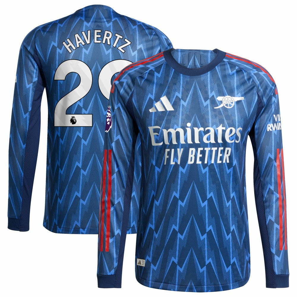 Kai Havertz Arsenal 2025/26 Away Long Sleeve Player Jersey - Adidas Blue