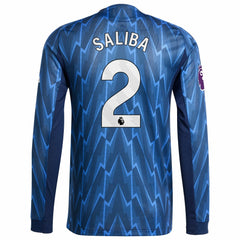 William Saliba Arsenal 2025/26 Away Long Sleeve Player Jersey - Adidas Blue