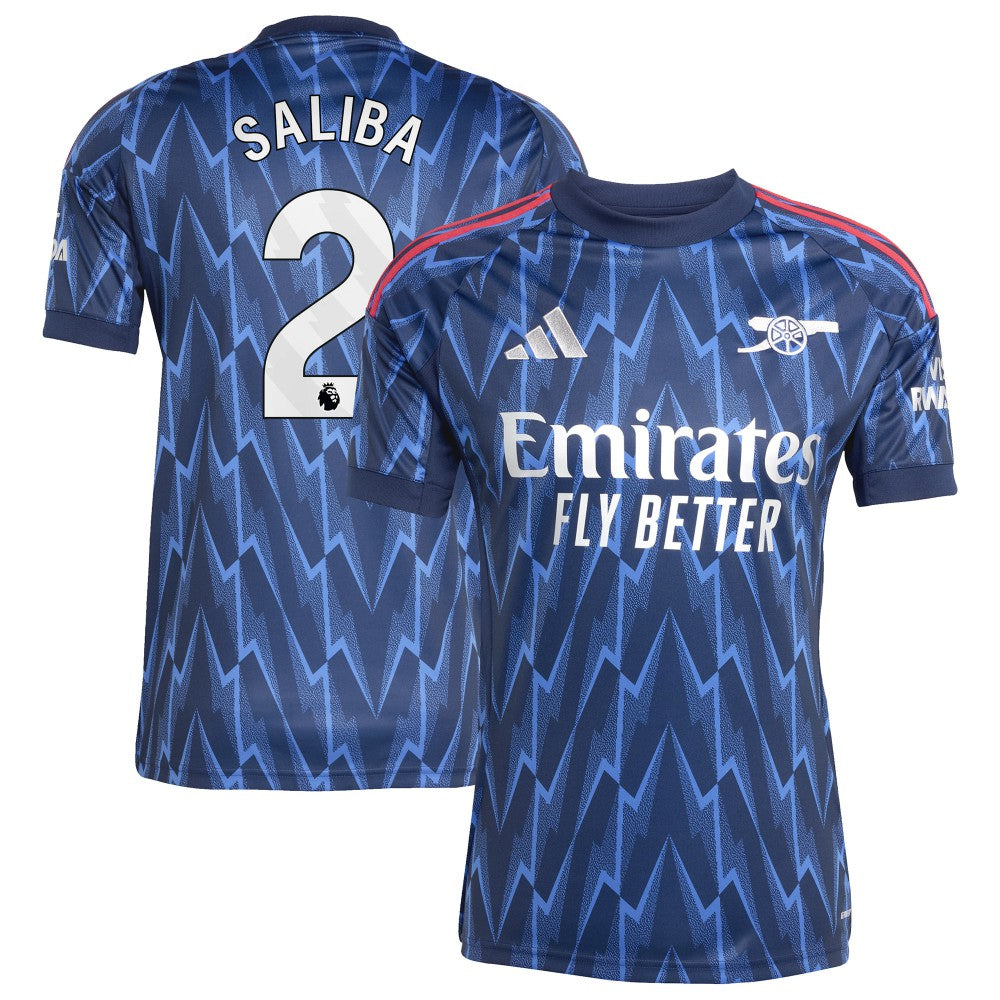 William Saliba Arsenal 2025/26 Away Replica Player Jersey - Adidas Blue