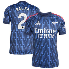 William Saliba Arsenal 2025/26 Away Replica Player Jersey - Adidas Blue
