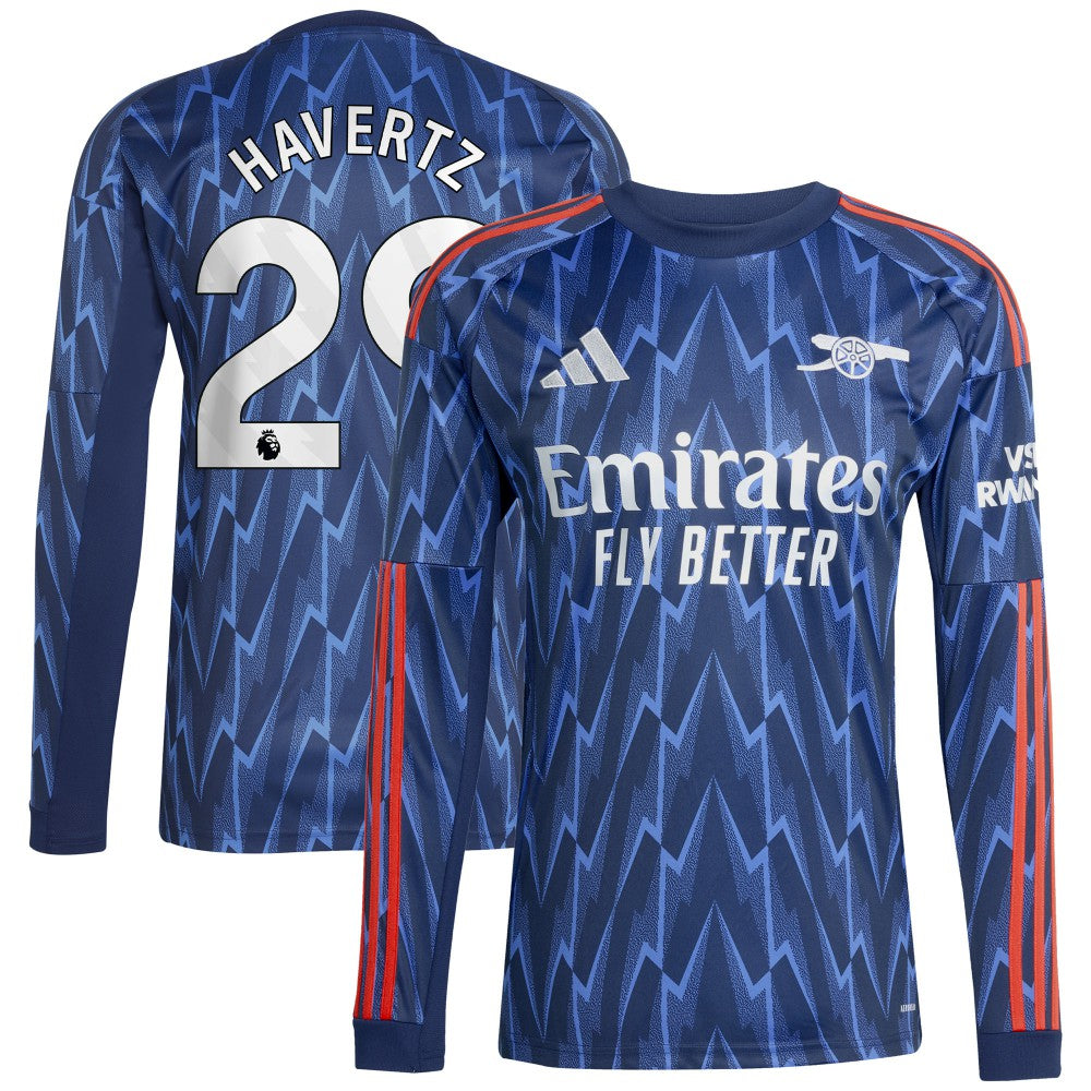 Kai Havertz Arsenal 2025/26 Away Replica Long Sleeve Player Jersey - Adidas Blue
