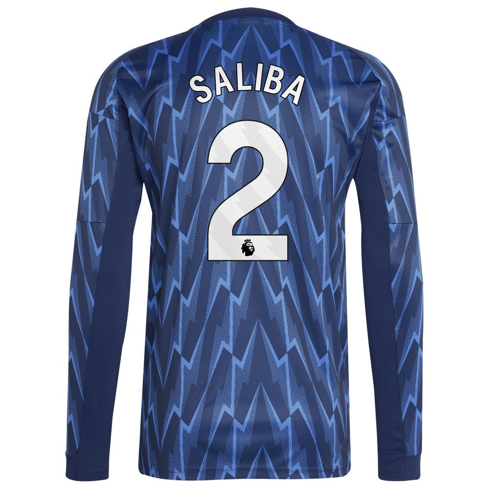 William Saliba Arsenal 2025/26 Away Replica Long Sleeve Player Jersey - Adidas Blue