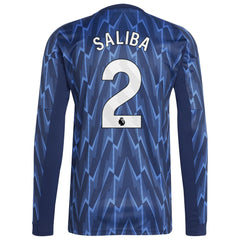 William Saliba Arsenal 2025/26 Away Replica Long Sleeve Player Jersey - Adidas Blue