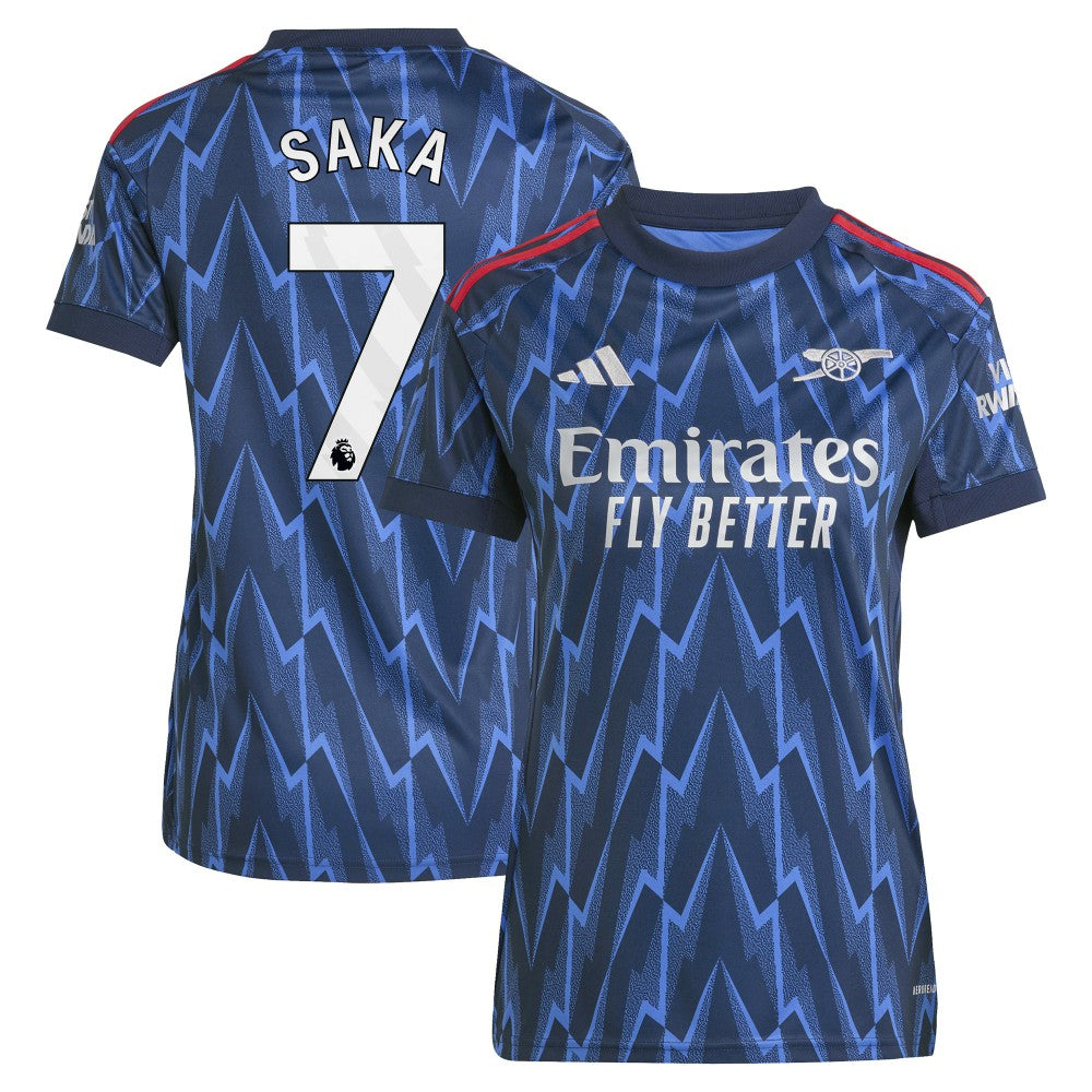 Bukayo Saka Arsenal Women's 2025/26 Away Replica Player Jersey - Adidas Blue