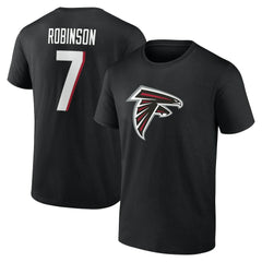 Bijan Robinson  Icon Name & Number T-Shirt - Atlanta Falcons