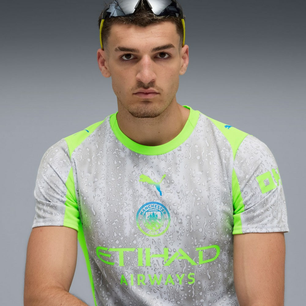 Manchester City 2025/26 Third Replica Jersey - Puma Gray/Neon Green