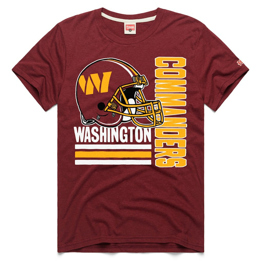Homage Helmet Stripe Tri-Blend T-Shirt - Washington Commanders