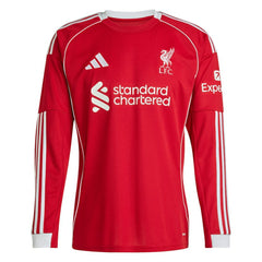 Virgil van Dijk Liverpool 2025/26 Home Replica Long Sleeve Jersey - Adidas Red
