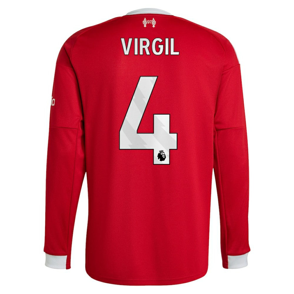 Virgil van Dijk Liverpool 2025/26 Home Replica Long Sleeve Jersey - Adidas Red