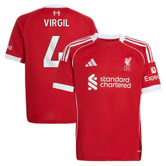 Virgil van Dijk Liverpool Youth 2025/26 Home Replica Jersey - Adidas Red