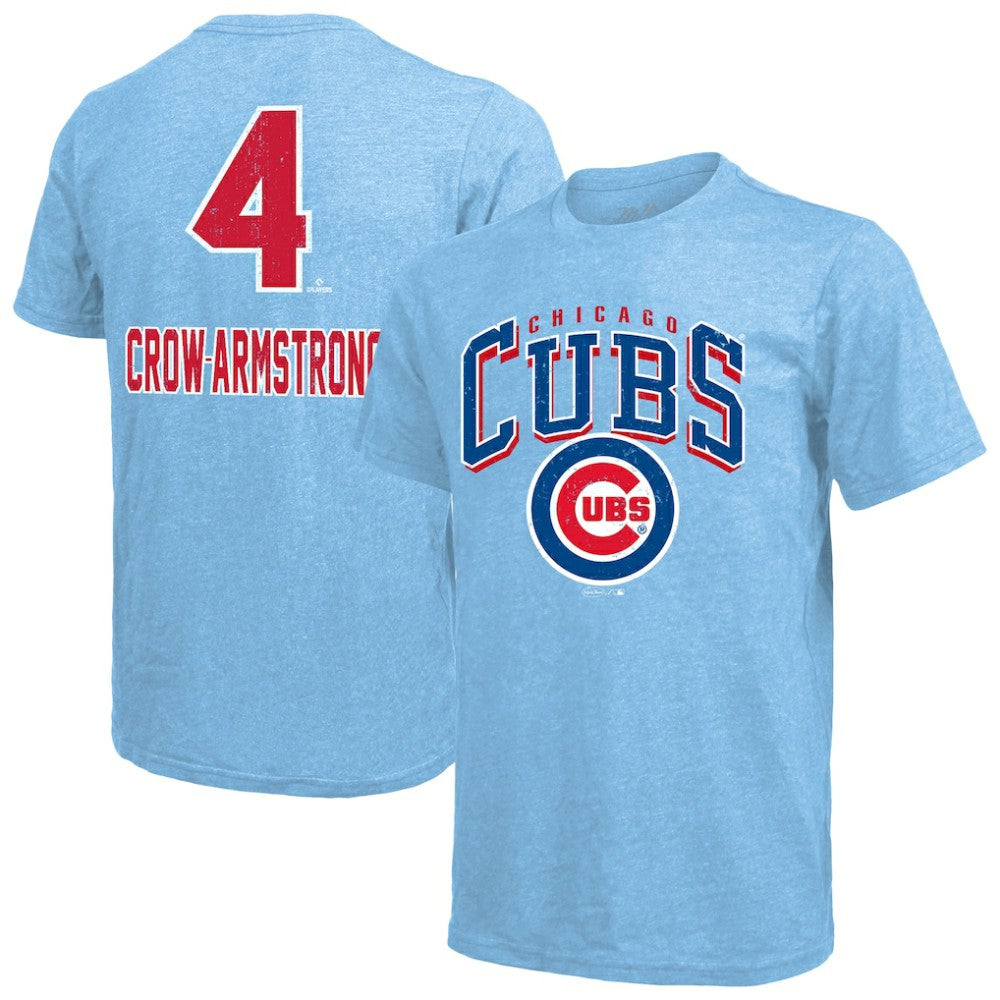 MLB Pete Crow-Armstrong Chicago Cubs Majestic Threads Triblend Name & Number T-Shirt