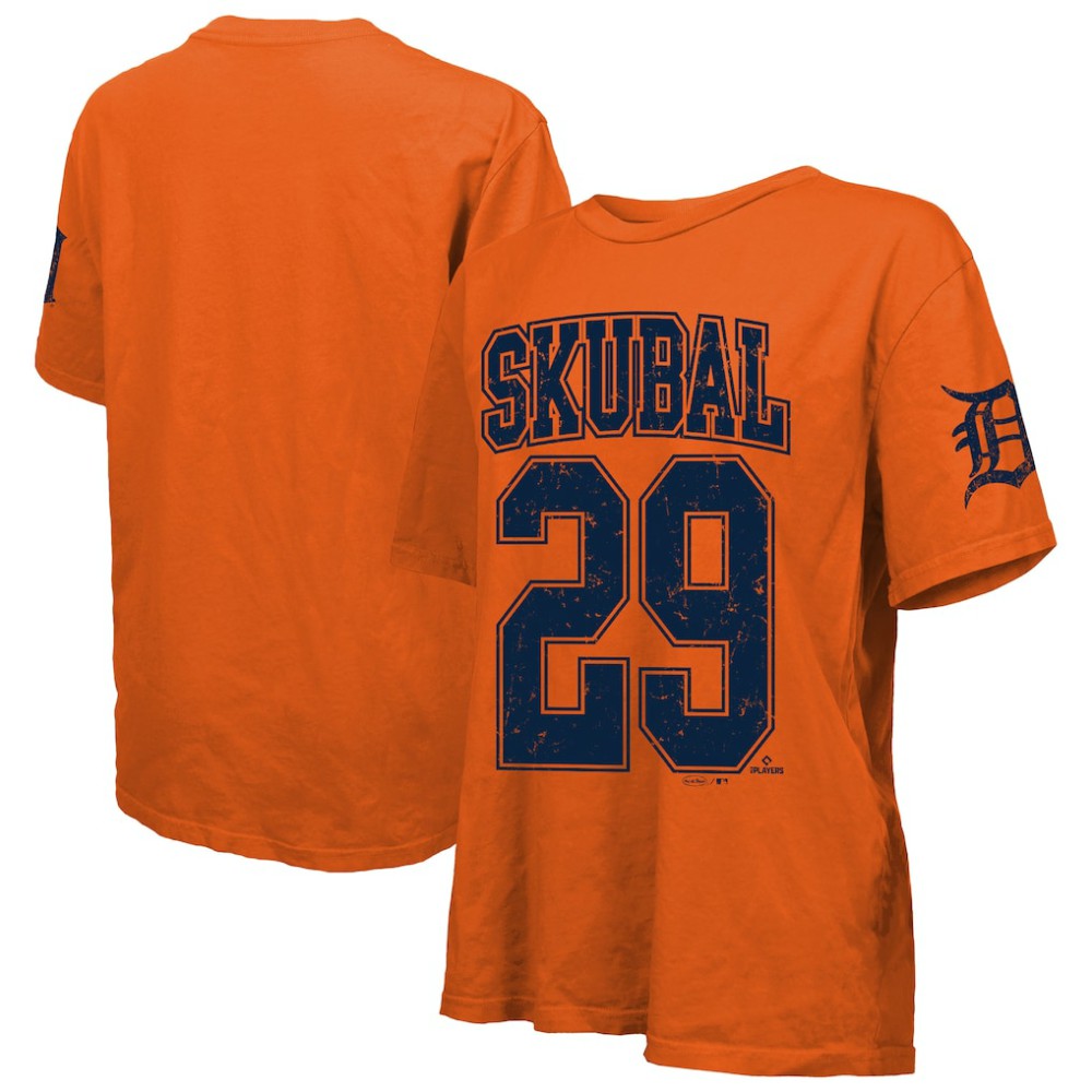 MLB Tarik Skubal Detroit Tigers Majestic Threads Women's Oversized Name & Number T-Shirt