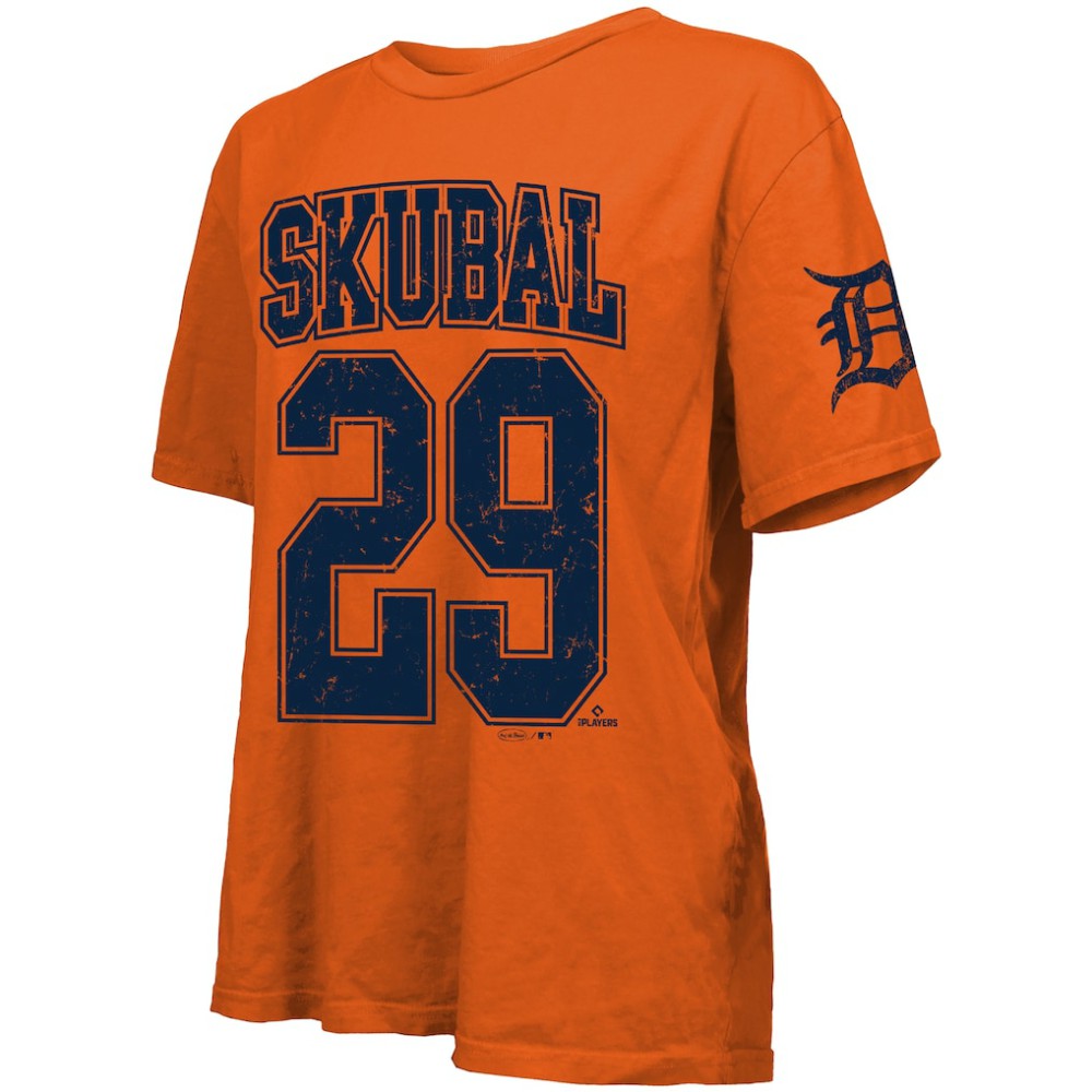 MLB Tarik Skubal Detroit Tigers Majestic Threads Women's Oversized Name & Number T-Shirt