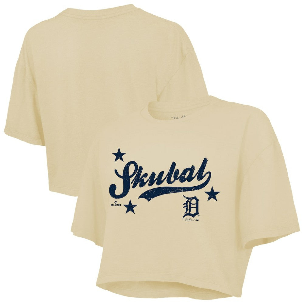 MLB Tarik Skubal Detroit Tigers Majestic Threads Women's Boxy Crop Top