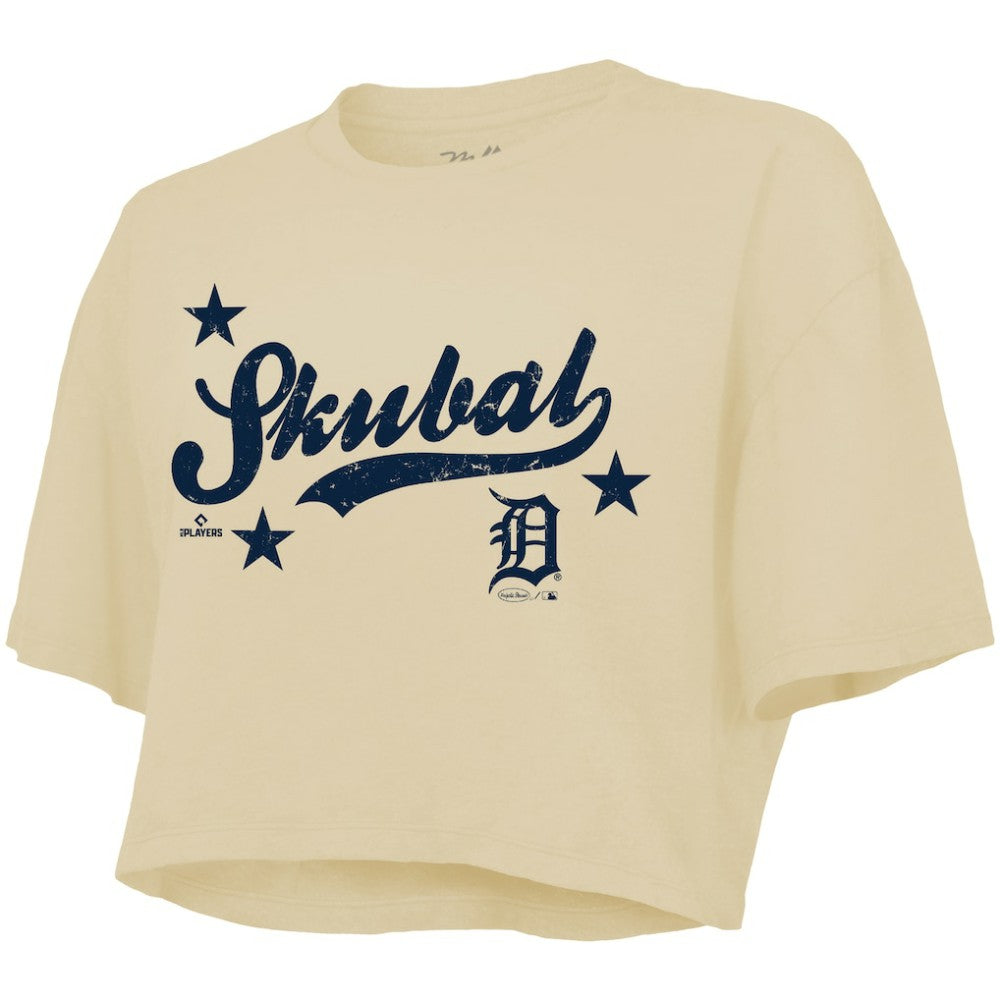 MLB Tarik Skubal Detroit Tigers Majestic Threads Women's Boxy Crop Top