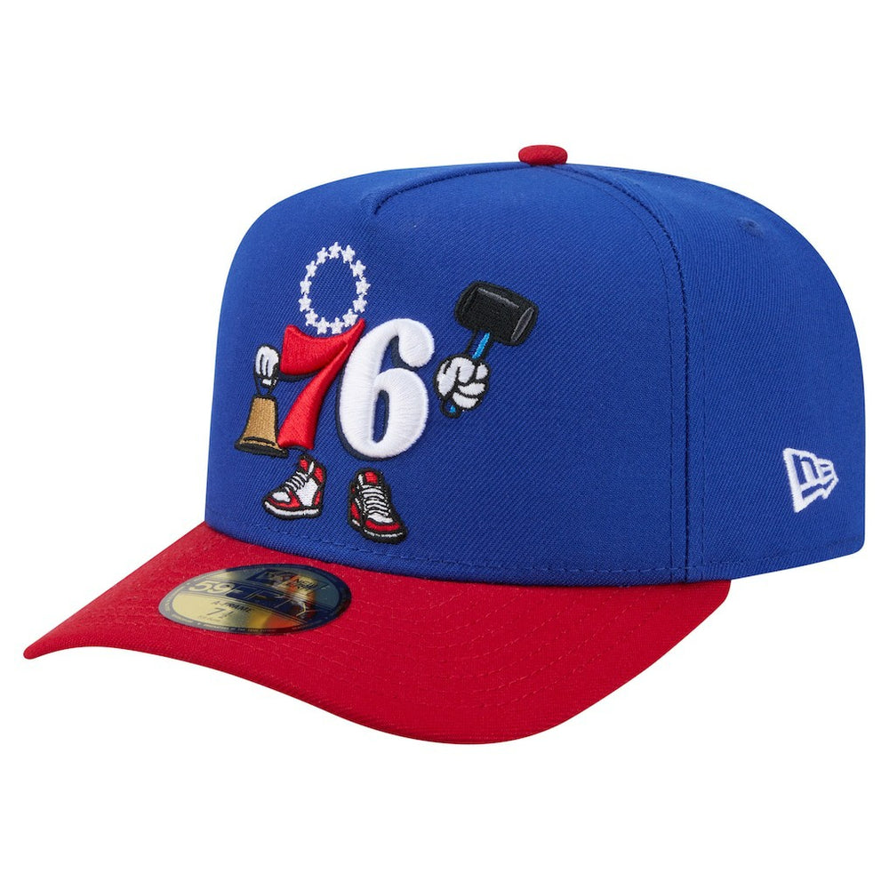 NBA Philadelphia 76ers Injection Cartoon Logo A-Frame 59FIFTY Fitted Hat