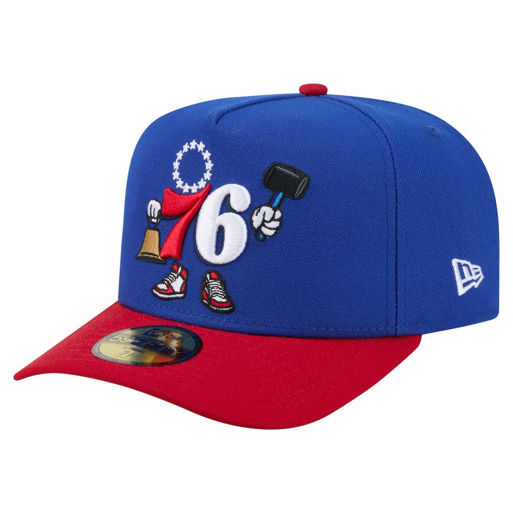 NBA Philadelphia 76ers Injection Cartoon Logo A-Frame 59FIFTY Fitted Hat