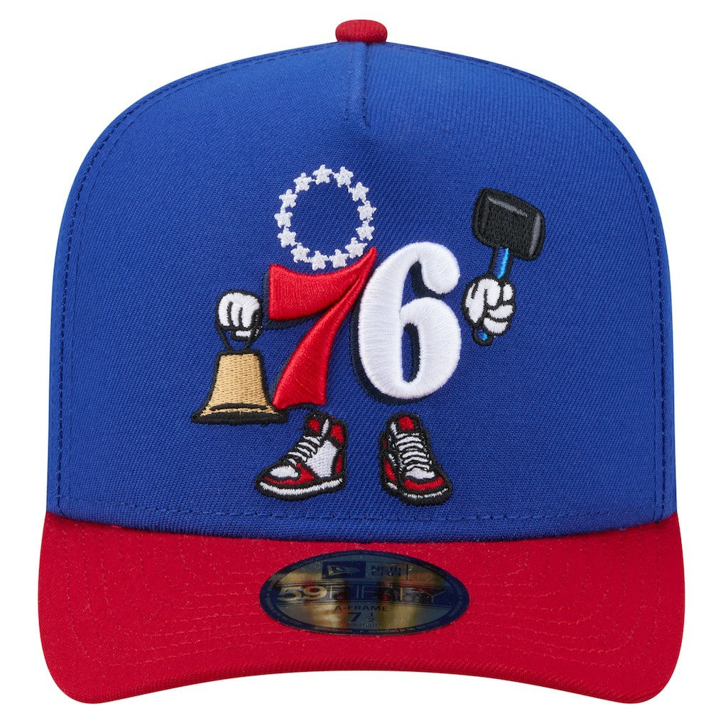 NBA Philadelphia 76ers Injection Cartoon Logo A-Frame 59FIFTY Fitted Hat