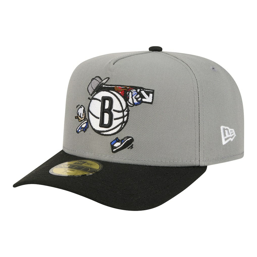 NBA Brooklyn Nets Injection Cartoon Logo A-Frame 59FIFTY Fitted Hat