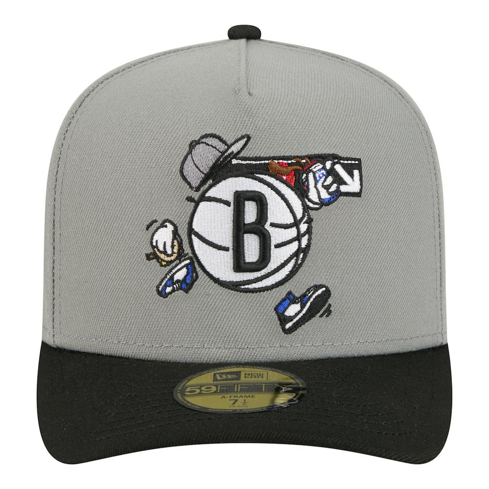 NBA Brooklyn Nets Injection Cartoon Logo A-Frame 59FIFTY Fitted Hat