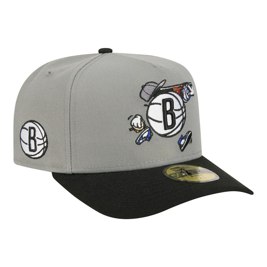 NBA Brooklyn Nets Injection Cartoon Logo A-Frame 59FIFTY Fitted Hat
