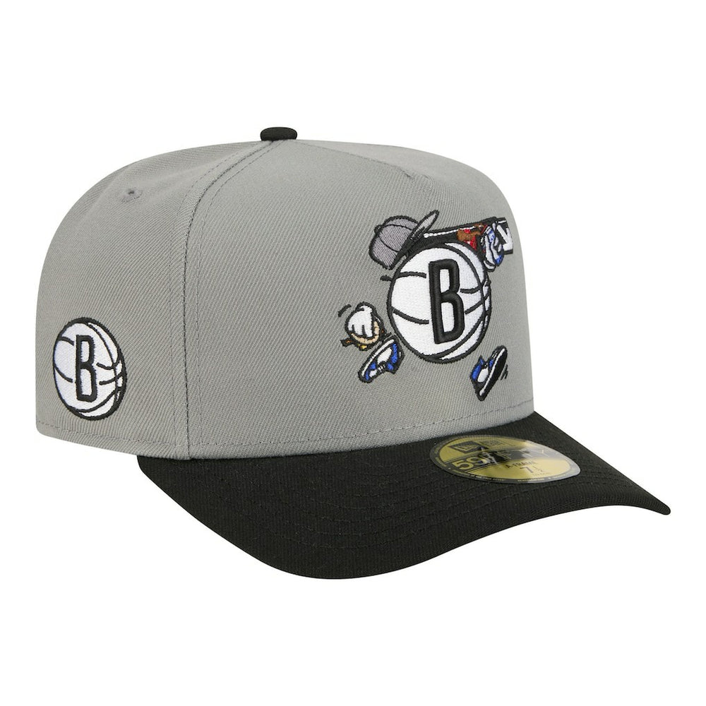 NBA Brooklyn Nets Injection Cartoon Logo A-Frame 59FIFTY Fitted Hat