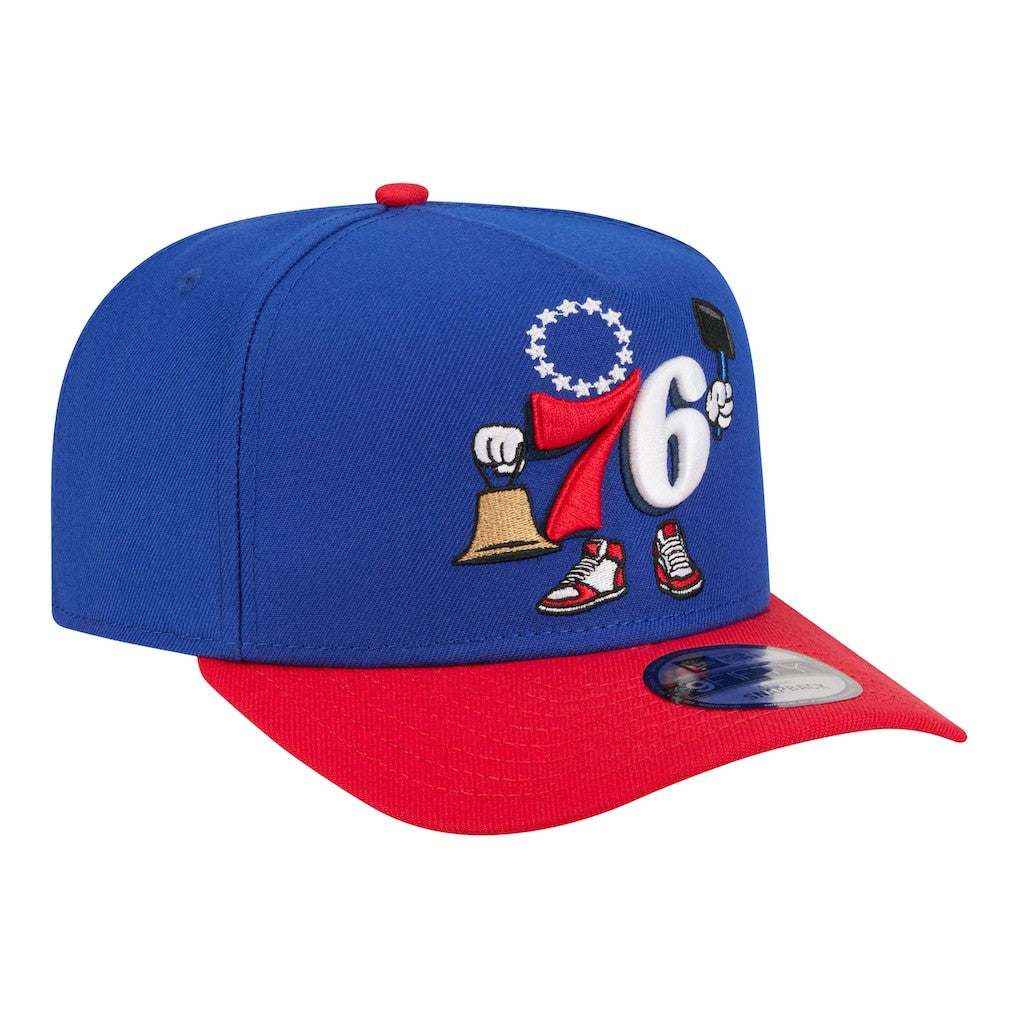 NBA Philadelphia 76ers Injection Cartoon Logo A-Frame 9FIFTY Adjustable Hat
