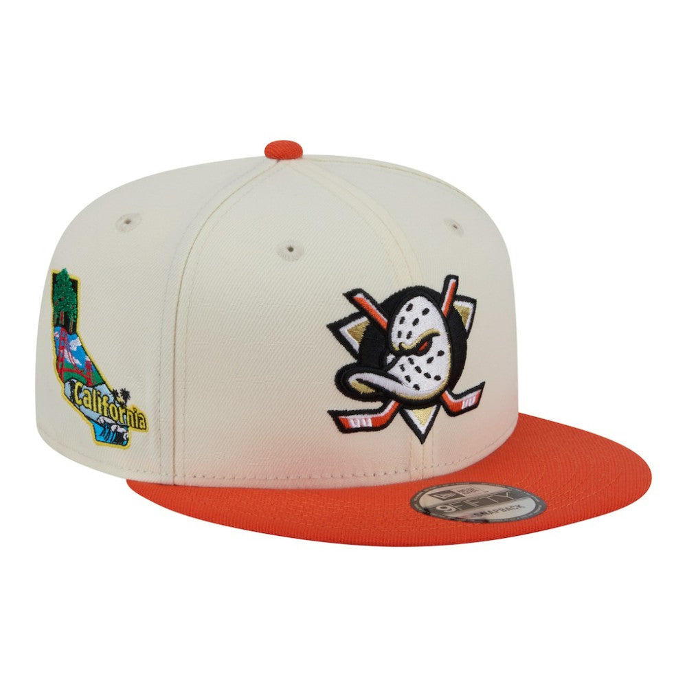 NHL White/Orange Anaheim Ducks New Era Injection Localized Two-Tone 9FIFTY Snapback Hat